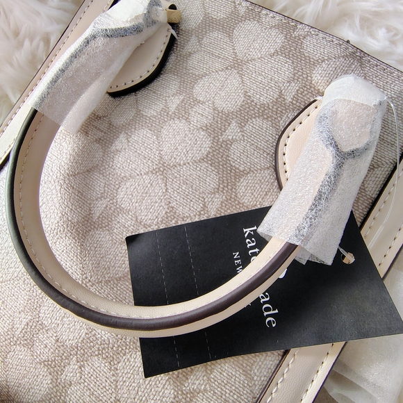 🤩Kate Spade Dark Beige and Cream Signature Spade Flower Mini Tote NWT🤩 - Picture 14 of 17